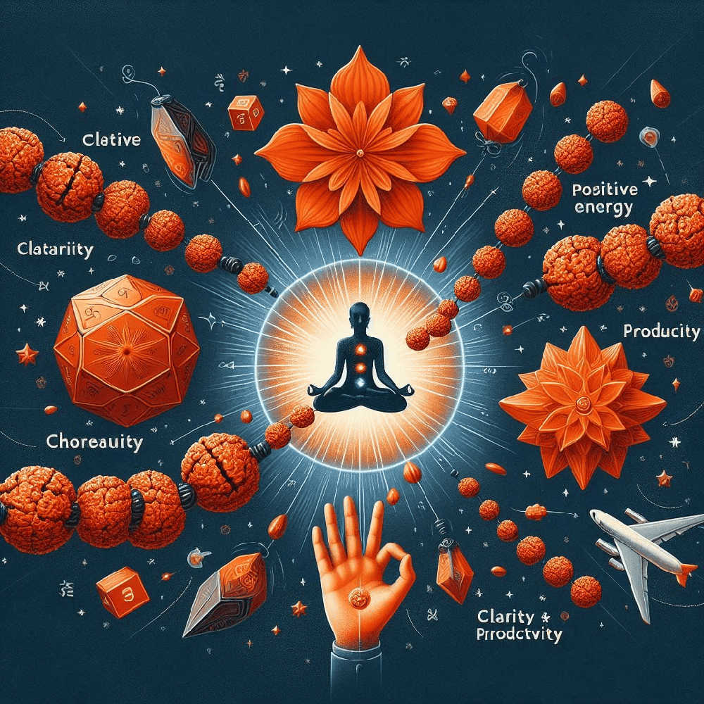 An illustration of positive energy rudraksha beads clarity and productivity